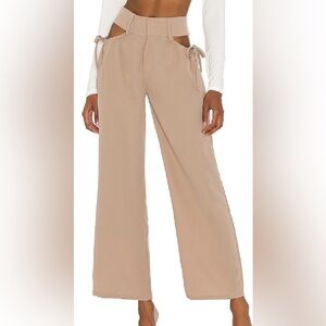 superdown Taupe Wide-Leg Cutout Pants.